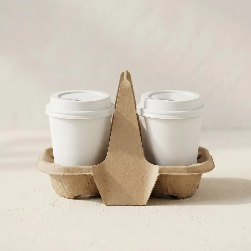 Unbranded paper cups and coordinated beverage packaging